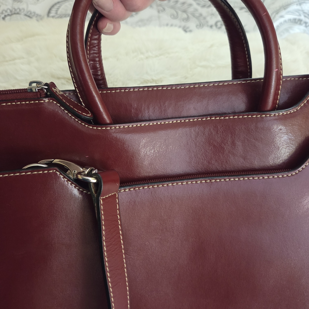 Franklin Covey Elegant Burgundy Leather Briefcase Bag Preloved - Picture 10 of 13